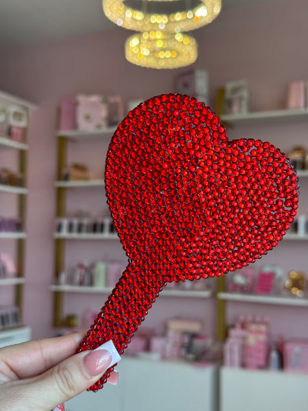 Blinged Up Heart Mirror