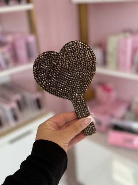 Blinged Up Heart Mirror