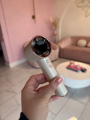 Cream rose portable fan 🍰