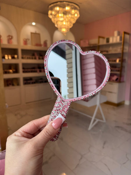 Blinged Up Heart Mirror