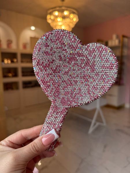 Blinged Up Heart Mirror