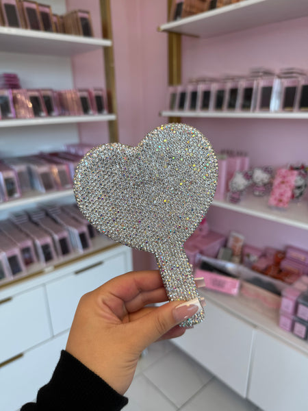 Blinged Up Heart Mirror