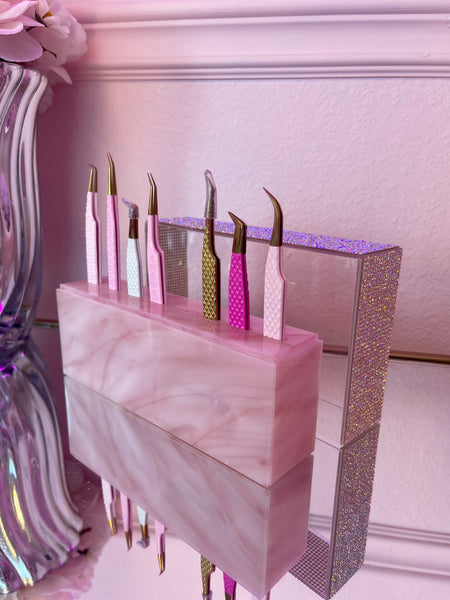 Rose Quart Tweezer Holder